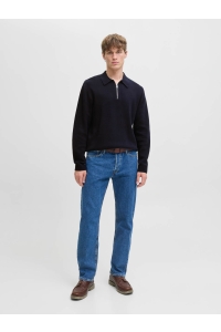 JACK%JONES PREMIUM JPRBLAMILANO STITCH KNIT ZIP POLO S: night sky