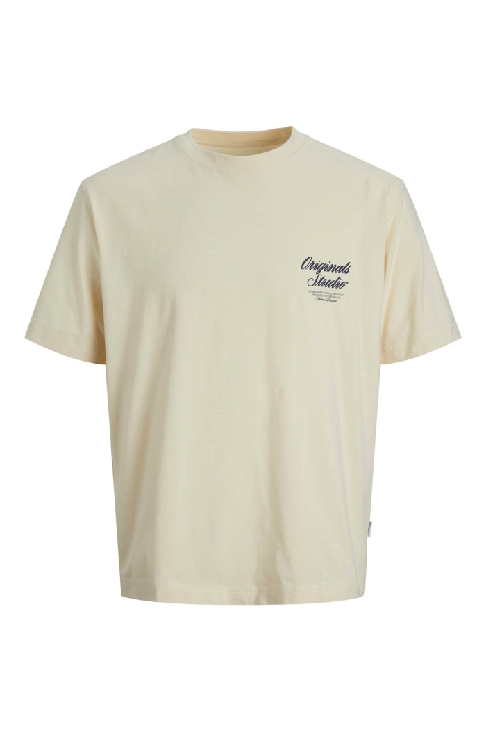 JACK&JONES ORIGINALS JORNORREBRO TYPO TEE SS CREW NECK N: antique white