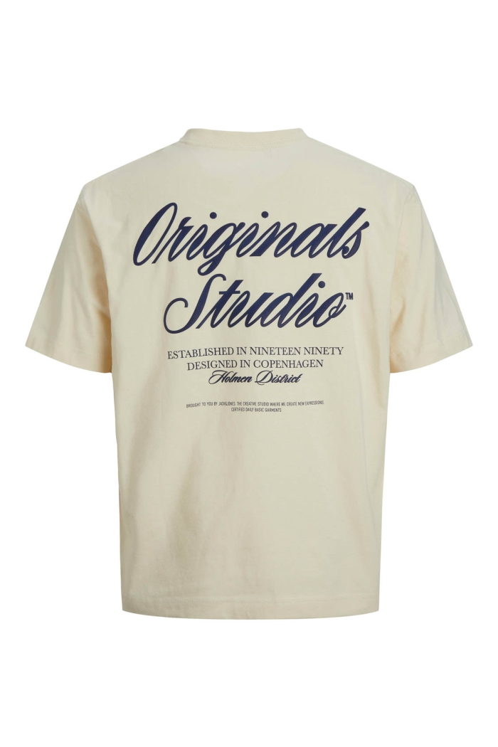 JACK&JONES ORIGINALS JORNORREBRO TYPO TEE SS CREW NECK N: antique white