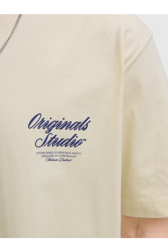 JACK&JONES ORIGINALS JORNORREBRO TYPO TEE SS CREW NECK N: antique white