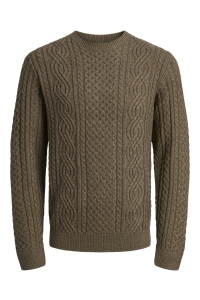 JACK%JONES PREMIUM JPRBLUSEAN KNIT CABLE CREW NECK SN malt ball/melange