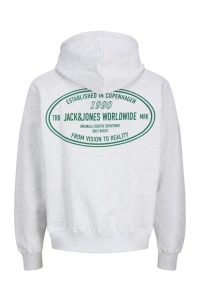 JACK&JONES ORIGINALS JORYORK GRAPHIC SWEAT HOOD bright white/melange