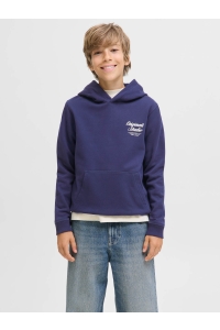 jack en jones boys JORNORREBRO TYPO BACK SWEAT HOOD SN: ocean cavern