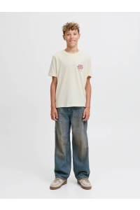 jack en jones boys JORMEADOWS TYPO TEE SS CREW NECK JN: antique white