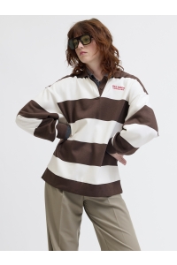 JACK&JONES ORIGINALS JXPALOMA LOOSE LS STRIPE POLO SWT bracken/vanilla ice