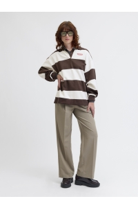 JACK&JONES ORIGINALS JXPALOMA LOOSE LS STRIPE POLO SWT bracken/vanilla ice