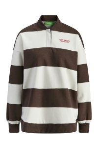 JACK&JONES ORIGINALS JXPALOMA LOOSE LS STRIPE POLO SWT bracken/vanilla ice