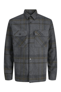 JACK%JONES PREMIUM JPRRAYLE MELANGE CHECK L/S OVERSHIR: dark grey