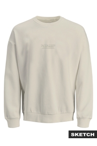 jack en jones boys JORBLEECKER AOP BOX SWEAT CREW NECK: antique white