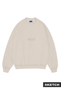 JACK&JONES ORIGINALS JORBLEECKER AOP BOX SWEAT CREW NECK antique white