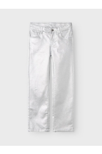 NAME IT KIDS NKFROSE STRAIGHT TWILL PANT 1631-WY: silver/foil