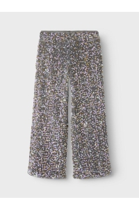NAME IT KIDS NKFRUNICA WIDE PANT RT granite grey/gold and white