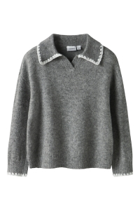NAME IT MINI NMFRIKASA LS KNIT POLO grey melange