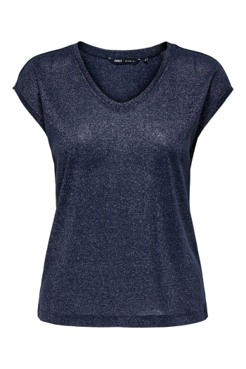 ONLY ONLSILVERY S/S V NECK LUREX TOP JRS: