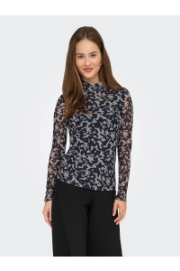 ONLY ONLERICA L/S HIGH NECK TOP JRS blue graphite/rodeo pumice