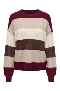 ONLY ONLATIA L/S STRIPE PULLOV KNT NOOS zinfandel/w. whitecapgray/silver