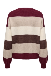 ONLY ONLATIA L/S STRIPE PULLOV KNT NOOS zinfandel/w. whitecapgray/silver