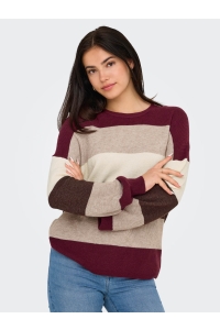 ONLY ONLATIA L/S STRIPE PULLOV KNT NOOS zinfandel/w. whitecapgray/silver