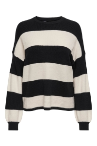 ONLY ONLATIA L/S STRIPE PULLOV KNT NOOS black/whitecap gray melange