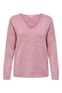 ONLY ONLRICA LIFE L/S V-NECK PULLO KNT N: heather rose/w. melange
