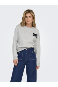 ONLY ONLSWEAT LIFE L/S CREW O.SIZE STATE: light grey melange/ny terry