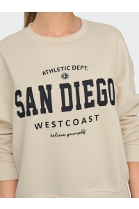 ONLY ONLSWEAT LIFE L/S CREW O.SIZE STATE: birch/studio dtm