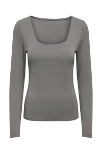 ONLY ONLEA L/S 2-WAY DEEP NECK TOP JRS N: thunderstorm