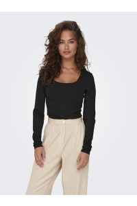 ONLY ONLEA L/S 2-WAY DEEP NECK TOP JRS N: black
