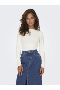 ONLY ONLEA L/S 2-WAY DEEP NECK TOP JRS N: cloud dancer