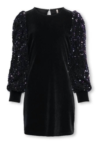 ONLY KOGCONFIDENCE L/S SEQUINS DRESS JRS black