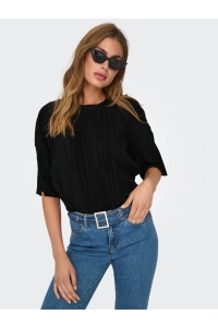 ONLY ONLRAVENNA S/S PLISSE TOP NOOS JRS black