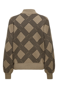ONLY ONLANNY LS JQ O-NECK KNT cocoa cr*me/black weave