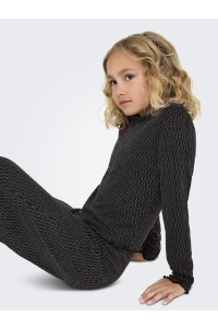 ONLY KOGQUEEN L/S GLITTER TOP BF JRS black/lurex silver/harlekin