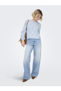 ONLY ONLGEENAS LS STRUCTURE O-NECK KNT clear sky