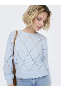 ONLY ONLGEENAS LS STRUCTURE O-NECK KNT clear sky