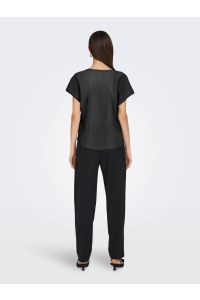 ONLY ONLASIA S/S V-NECK TOP CC JRS black/black glitter