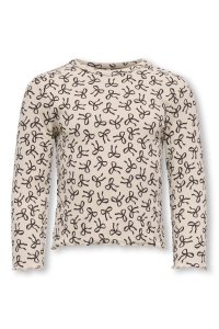 ONLY:KIDS ONLY KMGTRINNY LIFE AOP LS O-NCK TOP JRS: pumice stone/bow
