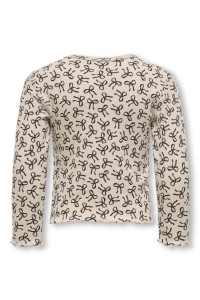 ONLY:KIDS ONLY KMGTRINNY LIFE AOP LS O-NCK TOP JRS: pumice stone/bow