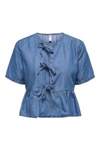 ONLY ONLBEA SS BOW DNM SHIRT BJ medium blue denim