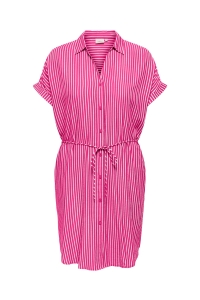 carmakoma CARPENNA S/S LOOSE KNEE DRESS AOP fuchsia fedora/bright white