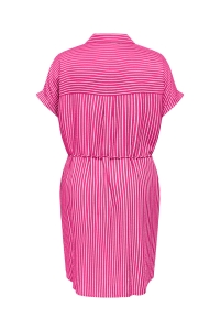 carmakoma CARPENNA S/S LOOSE KNEE DRESS AOP fuchsia fedora/bright white