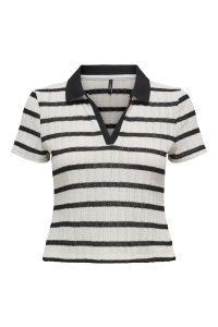 ONLY ONLHALIA S/S COLLAR TOP BOX JRS cloud dancer/black