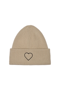 ONLY ONLALPHA LIFE EMBROIDERED RIB BEANI: humus/black emb.