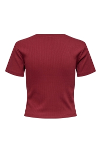 ONLY ONLVELA LIFE S/S SHORT EMB. TEE BOX: ruby wine/california