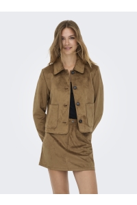 ONLY ONLTULIP LIFE FAUX SUEDE JACKET OTW cognac