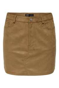 ONLY ONLTULIP LIFE FAUX SUEDE SKIRT OTW cognac