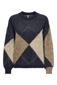 ONLY ONLNOEME LIFE LS JQ O-NECK KNT night sky/cocoa creme/biscotti/m