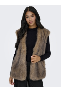 ONLY ONLDAWN LIFE FAUX FUR WAISTCOAT OTW tannin