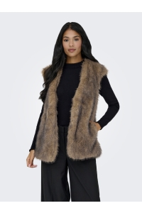 ONLY ONLDAWN LIFE FAUX FUR WAISTCOAT OTW tannin