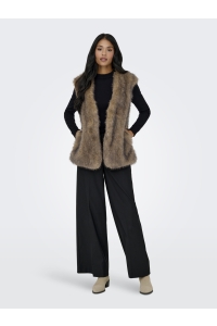 ONLY ONLDAWN LIFE FAUX FUR WAISTCOAT OTW tannin